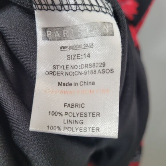 ASOS PARISIAN COLLECTION Black & Red Floral Maxi Dress Size 14 Sleeveless Boho - Picture 10 of 11